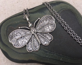 SALE - Butterfly Necklace - Moth Necklace - Butterfly Jewelry - Moth Jewelry - Butterfly Pendant - Moth Pendant - Insect Jewelry