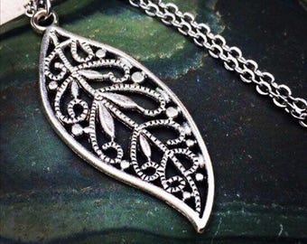 Bohoblad ketting - blad filigraan ketting - bladzilver ketting - blad hanger ketting - blad sieraden geschenken - blad cadeaus voor haar