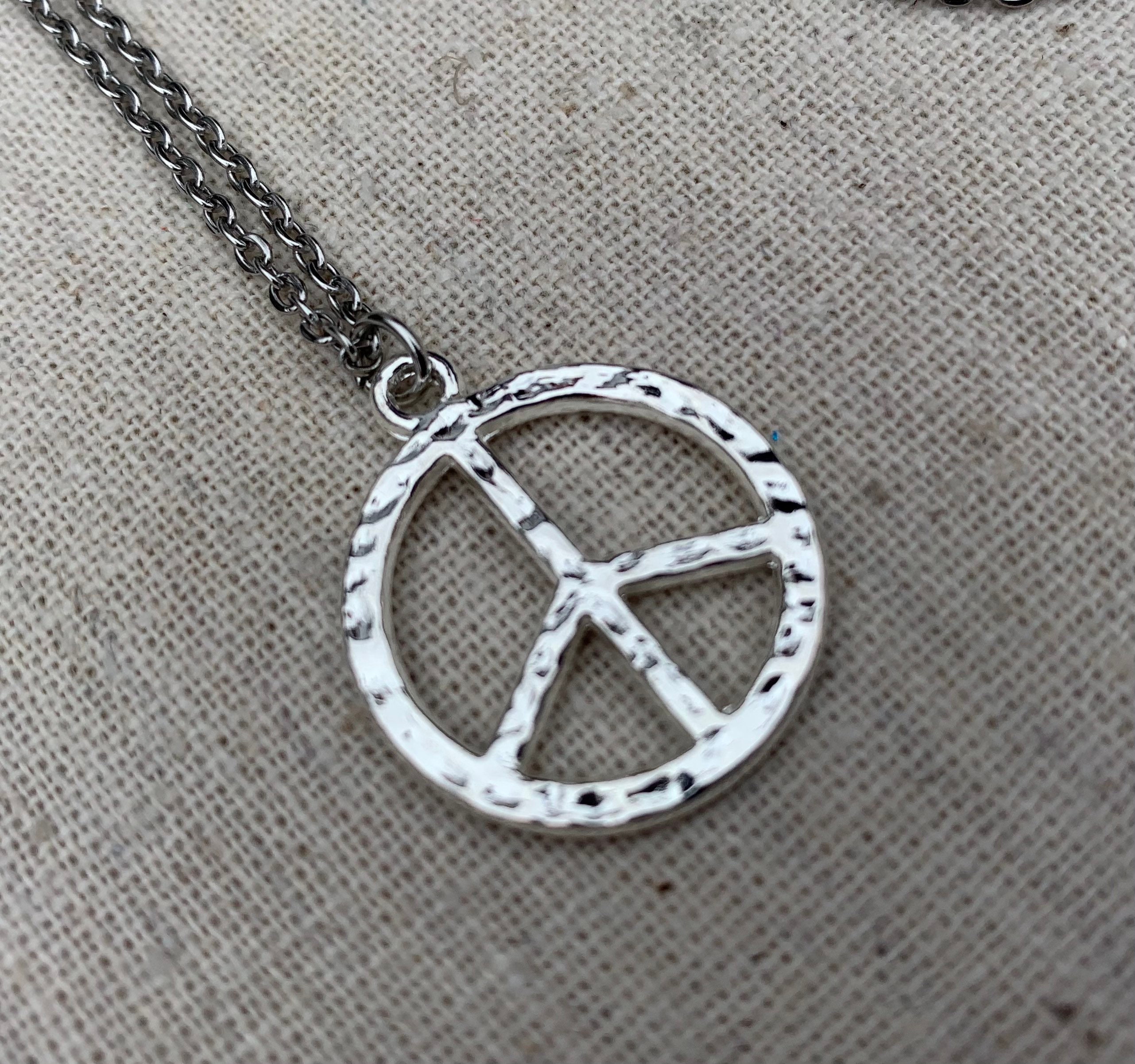 Sterling silver peace sign pendant discount