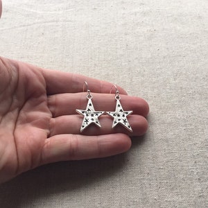 SALE Silver Star Earrings Celestial Earrings Big Star Earrings Star Jewelry Gifts Celestial Jewelry Unique Star Earrings image 9