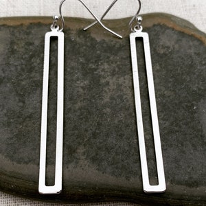SALE - Modern Silver Earrings - Minimalist Dangle Earrings - Long Silver Earrings - Long Geometric Earrings - Modern Drop Earrings