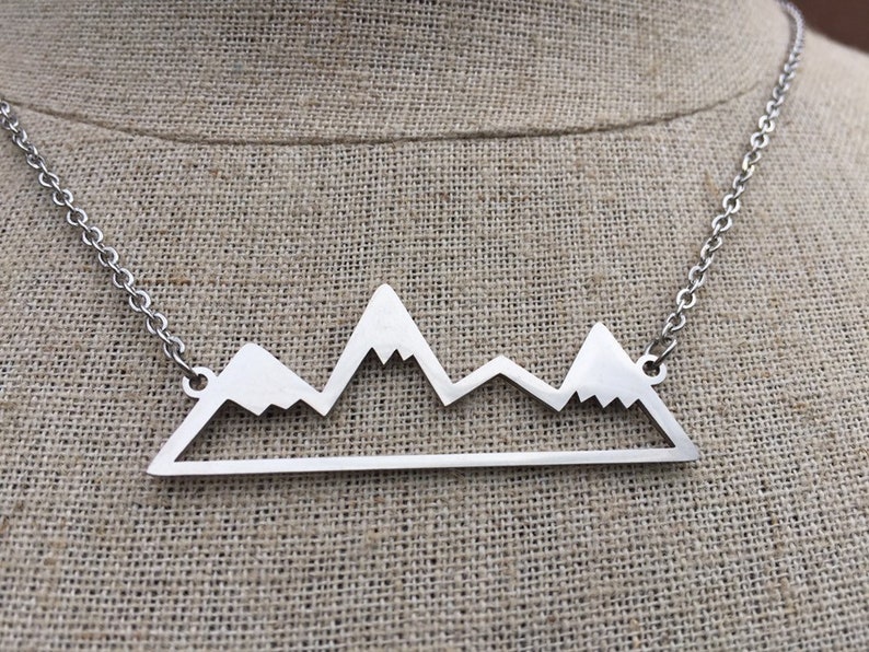 SALE Mountain Range Necklace Silver Mountain Necklace Mountain Lover Necklace Mountain Jewelry Gifts Silver Mountain Jewelry image 2