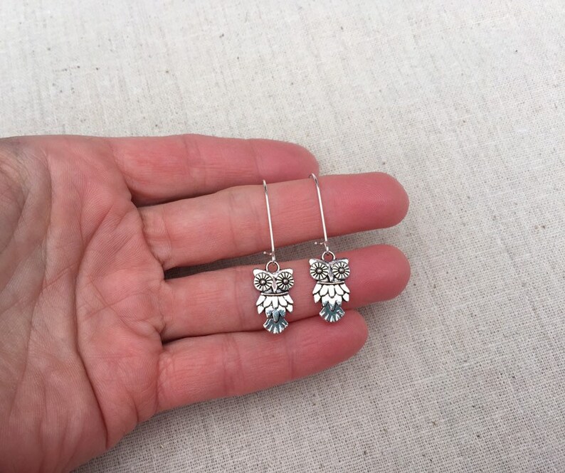 SALE Silver Owl Earrings Owl Dangle Earrings Owl Drop Earrings Boho Owl Earrings Silver Owl Jewelry Owl Jewelry Gifts image 8