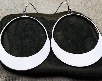 Silver Statement Earring - Large Modern Earrings - Big Minimalist Earrings - Silver Hoop Earrings - Large Silver Hoops - Modern Silver Hoops