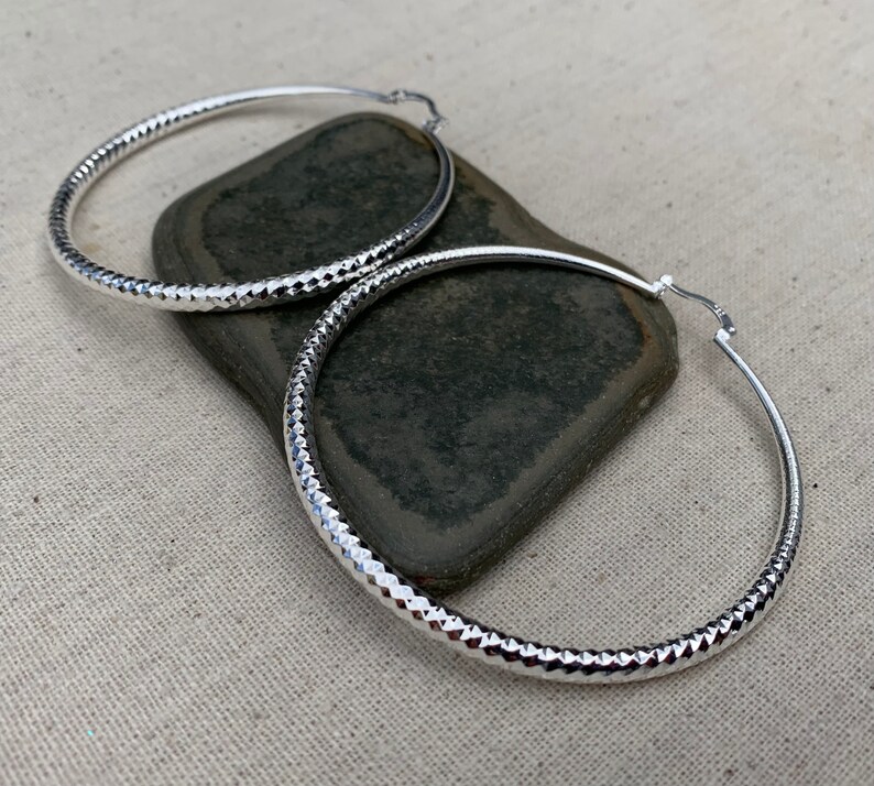 SALE Large Hoop Earrings Big Silver Hoops Modern Hoop Earrings Statement Hoop Earrings Big Modern Hoops Huge Silver Hoops image 6