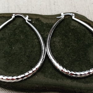 Big Sterling Silver Hoops - Teardrop Hoop Earrings - Large Teardrop Hoops - Modern Silver Hoops  - Minimalist Teardrop Hoops - Gifts For Her