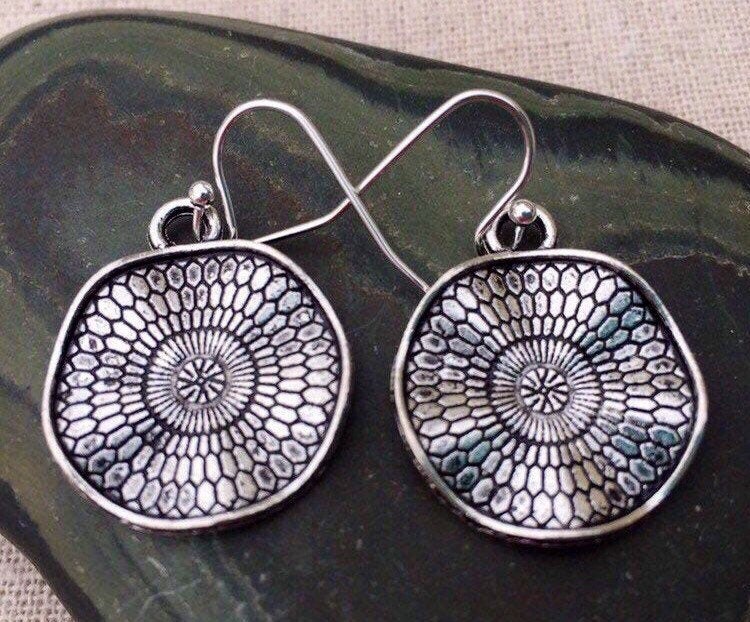 SALE Silver Disc Earrings Unique Silver Earrings | Etsy