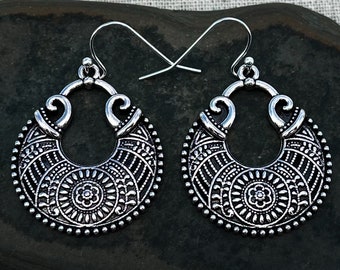SALE - Boho Dangle Earrings - Silver Boho Earrings - Unique Silver Earrings - Bohemian Drop Earrings - Silver Dangle Earrings - Boho Jewelry
