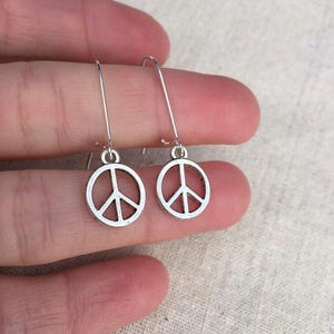 Dangle Peace Earrings - Dainty Peace Earrings - Little Peace Earrings - Peace Sign Earrings - Peace Sign Jewelry - Peace Sign Gifts For Her
