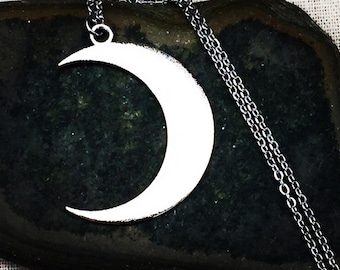 Crescent Moon Necklace - Large Moon Necklace - Statement Moon Necklace - Silver Moon Necklace - Crescent Moon Jewelry - Moon Gifts For Her
