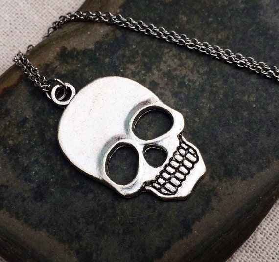 Silver Skull Necklace - Skeleton Necklace - Silver Skull Jewelry - Skeleton Jewelry - Day of the Dead Necklace - Day of the Dead Gift