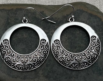 Boho Creolen - Silber Boho Ohrringe - Silber Creolen - Boho Creolen - Silber Boho Ohrringe - Filigrane Creolen