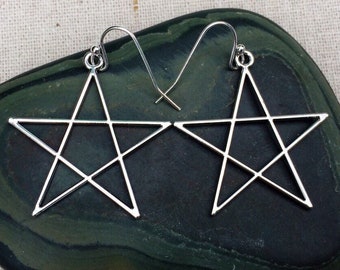 SALE - Big Star Earrings - Large Star Earrings - Modern Star Earrings - Silver Star Earrings - Star Dangle Earrings - Star Drop Earrings