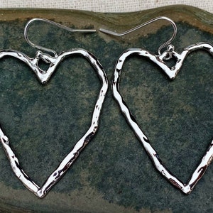 SALE - Big Heart Earrings - Heart Statement Earrings - Silver Heart Earrings - Large Heart Earrings - Open Heart Earrings - Heart Jewelry