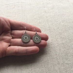 SALE Boho Flower Earrings Flower Disc Earrings Circle Flower Earrrings Bohemian Flower Jewelry Everyday Silver Jewelry image 10