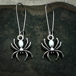 Dainty Spider Earrings - Silver Spider Earrings - Spider Dangle Earrings - Spider Jewelry Gifts - Halloween Earrings - Halloween Jewelry