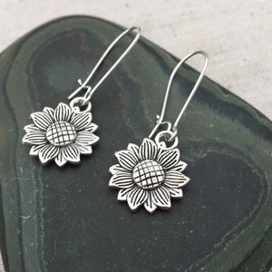 SALE Dangle Sunflower Earrings Silver Sunflower Earrings Sunflower Drop Earrings Sunflower Jewelry Gifts image 7