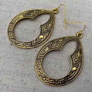 SALE Gold Ethnic Earrings Gold Boho Earrings Large Gold Earrings Gold Moroccan Earrings Gold Hoop Earrings Bohemian Hoops image 6