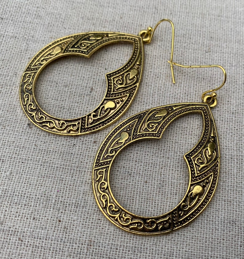 SALE Gold Ethnic Earrings Gold Boho Earrings Large Gold Earrings Gold Moroccan Earrings Gold Hoop Earrings Bohemian Hoops image 6