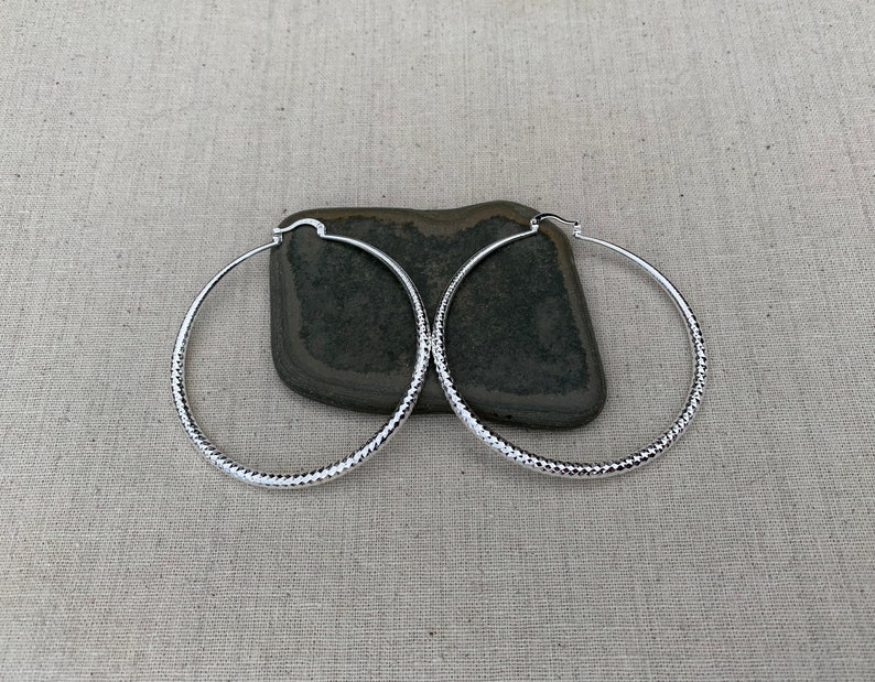 SALE Large Hoop Earrings Big Silver Hoops Modern Hoop Earrings Statement Hoop Earrings Big Modern Hoops Huge Silver Hoops image 8