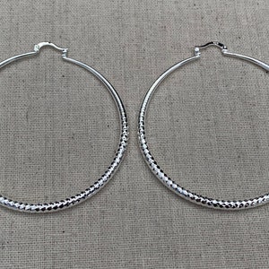 SALE Large Hoop Earrings Big Silver Hoops Modern Hoop Earrings Statement Hoop Earrings Big Modern Hoops Huge Silver Hoops image 2