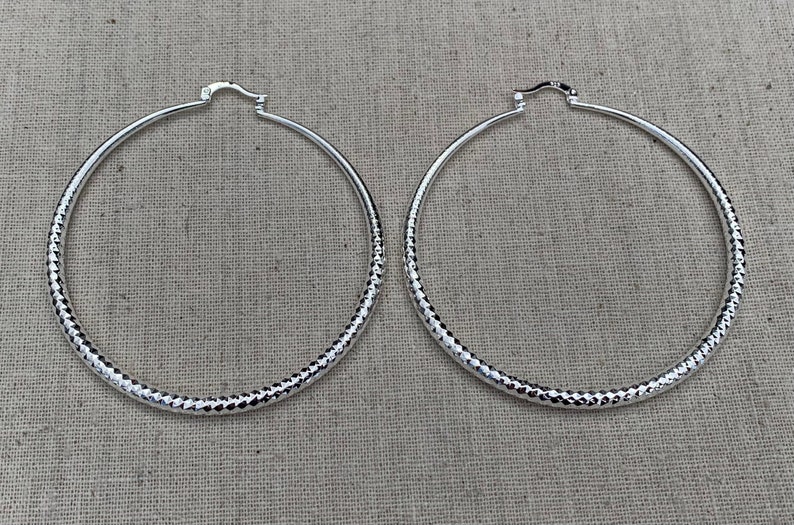 SALE Large Hoop Earrings Big Silver Hoops Modern Hoop Earrings Statement Hoop Earrings Big Modern Hoops Huge Silver Hoops image 2