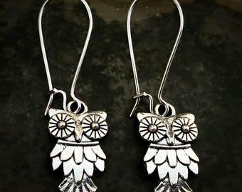 Silver Owl Earrings - Owl Dangle Earrings - Little Owl Earrings - Dainty Owl Earrings - Silver Owl Jewelry  - Owl Gifts For Her - Owl Lover