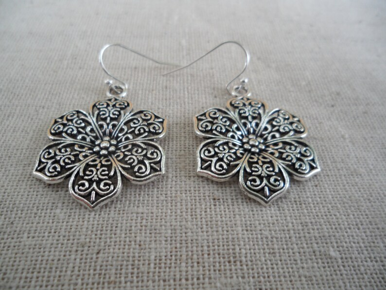 SALE Big Flower Earrings Flower Jewelry Gifts Floral Filigree Earrings Flower Statement Earrings Filigree Flower Jewelry image 3