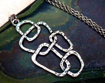 Silver Geometric Necklace - Modern Silver Necklace - Silver Minimalist Necklace - Gifts For Her - Modern Jewelry - Geometric Jewelry