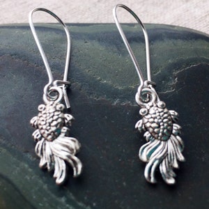 Silver Koi Earrings - Dainty Fish Earrings - Koi Fish Jewelry - Dangle Fish Earrings - Little Fish Earrings - Koi Fish Earrings