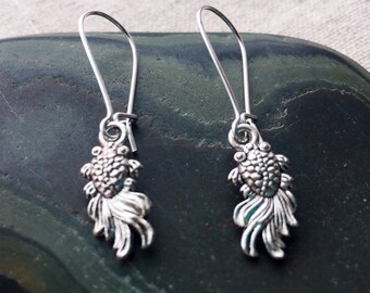 Silver Koi Earrings - Dainty Fish Earrings - Koi Fish Jewelry - Dangle Fish Earrings - Little Fish Earrings - Koi Fish Earrings