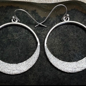 Modern Silver Earrings - Silver Geometric Earrings - Minimalist Dangle Earrings - Small Hoop Earrings - Circle Drop Earrings