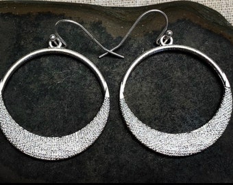 SALE - Modern Silver Earrings - Silver Geometric Earrings - Minimalist Dangle Earrings - Small Hoop Earrings - Circle Drop Earrings