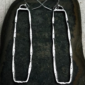 Long Silver Earrings - Large Modern Earrings - Geometric Dangle Earrings - Minimalist Drop Earrings - Silver Statement Earrings - Mod Gifts