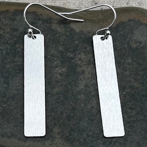 Modern Dangle Earrings - Minimalist Drop Earrings - Silver Bar Earrings - Long Silver Earrings - Geometric Dangle Earrings - Gifts For Her