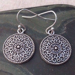 SALE - Silver Bohemian Earrings - Silver Disc Earrings - Boho Chic Jewelry - Simple Silver Earrings - Silver Boho Earrings