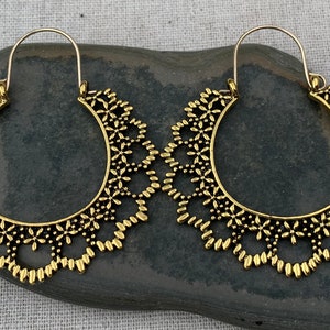 SALE - Big Gold Hoops - Gold Bohemian Hoops - Gold Hoop Earrings - Gold Boho Hoops - Large Gold Hoops - Gold Statement Hoops - Gold Earrings