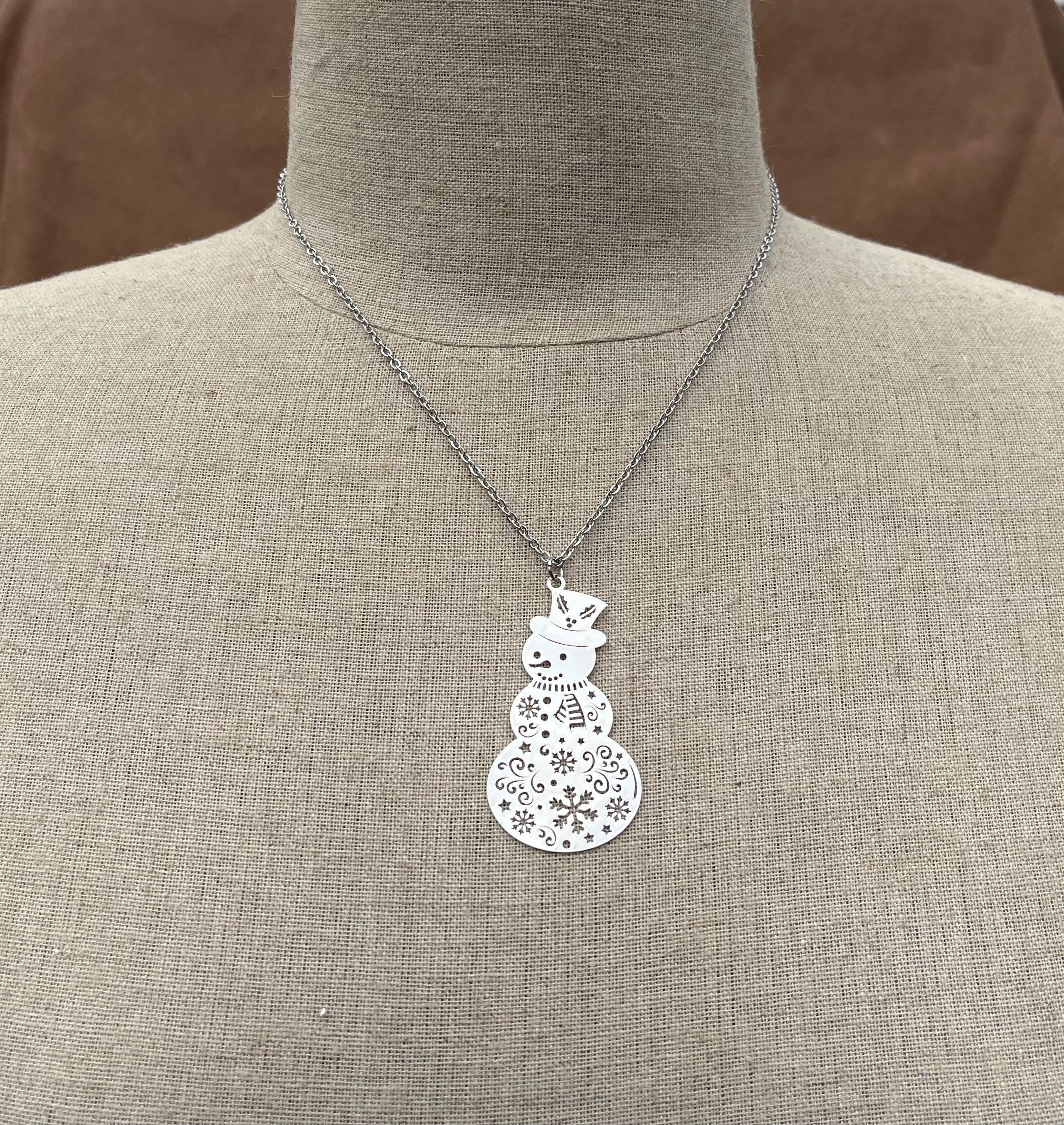 Collana Natalizia Con Alberello E Pupazzo Di Neve In Argento 925 – Gioiello Invernale Regalo Donne - 2
