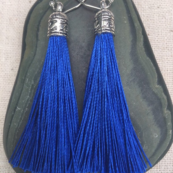 SALE - Royal Blue Tassel Earrings - Royal Blue Jewelry Gifts - Blue Statement Earrings - Long Blue Earrings - Royal Blue Earrings