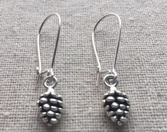 Dainty Pine Cone Earrings - Pine Cone Dangle Earrings - Silver Pine Cone Earrings - Pine Cone Jewelry - Pine Cone Gifts For Her