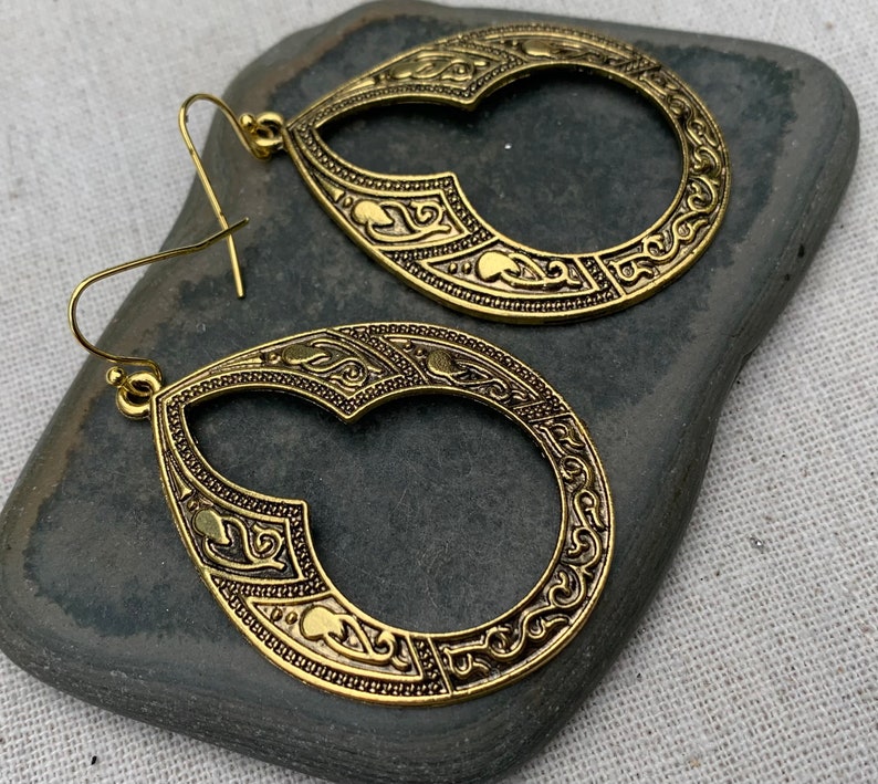 SALE Gold Ethnic Earrings Gold Boho Earrings Large Gold Earrings Gold Moroccan Earrings Gold Hoop Earrings Bohemian Hoops image 3