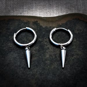 Dainty Spike Huggies - Silver Spike Hoops - Spike Huggie Hoops - Tiny Spike Earrings - Dainty Huggie Hoops - Tiny Gothic Punk Rock Earrings