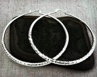 Aros grandes de plata - Aros de plata de ley - Aros modernos - Aros llamativos - Aros de plata de 70 mm - Pendientes de aro grandes - Aros de plata enormes