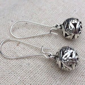 SALE Silver Ball Earrings Silver Bali Earrings Boho Dangle Earrings Bohemian Drop Earrings Silver Boho Earrings Bali Jewelry image 2