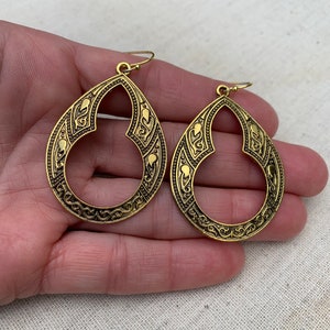 SALE Gold Ethnic Earrings Gold Boho Earrings Large Gold Earrings Gold Moroccan Earrings Gold Hoop Earrings Bohemian Hoops image 7