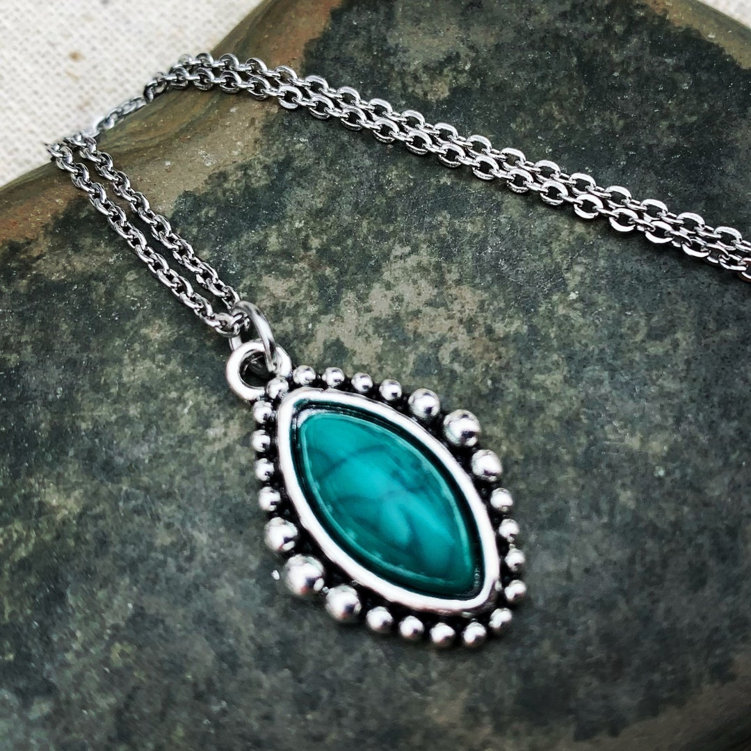 SALE Teal Pendant Teal Necklace Teal Jewelry Sea Green Necklace Green ...