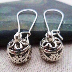 SALE - Silver Ball Earrings - Silver Bali Earrings -  Boho Dangle Earrings - Bohemian Drop Earrings - Silver Boho Earrings - Bali Jewelry