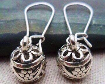SALE - Silver Bali Earrings - Silver Ball Earrings -  Boho Dangle Earrings - Bohemian Drop Earrings - Silver Artisan Earrings - Boho Jewelry