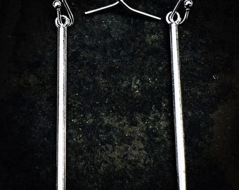 Matchstick Earrings - Long Silver Earrings - Silver Dangle Earrings - Minimalist Silver Earrings - Silver Stick Earrings - Mod Tube Earrings