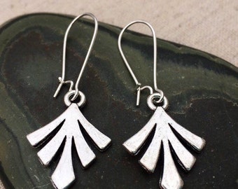 SALE - Arrow Dangle Earrings - Silver Aztec Earrings - Art Deco Earrings - Mod Silver Earrings - Southwestern Jewelry Gifts
